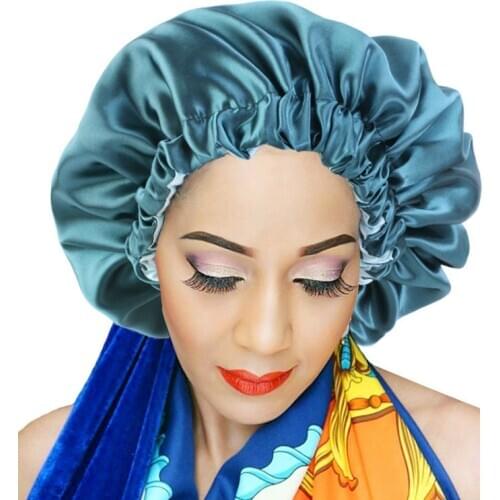 New African Pattern Print Bonnet Women Day Night Sleep Cap Double Layer Satin Turban Extra Large Head Wear Ladies Head wrap Hat