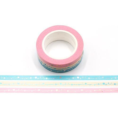 NEW 10M Cute Decorative Foil Stars Thin Washi Tapes DIY Scrapbooking Sticker Label Japanese Masking tape School Office Supply