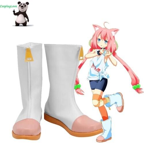 Virtual YouTuber Vtuber Nekomiya Hinata White Pink Shoes Cosplay Long Boots Leather Custom Made For Party Christmas Halloween