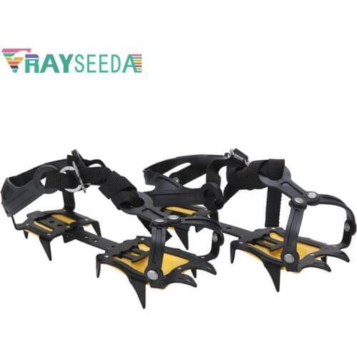 Rayseeda 1 pair Professional Antislip Climbing Ice Crampons High Strength Manganese Steel 10 Teeth Claws Climbing Cleats Gripper