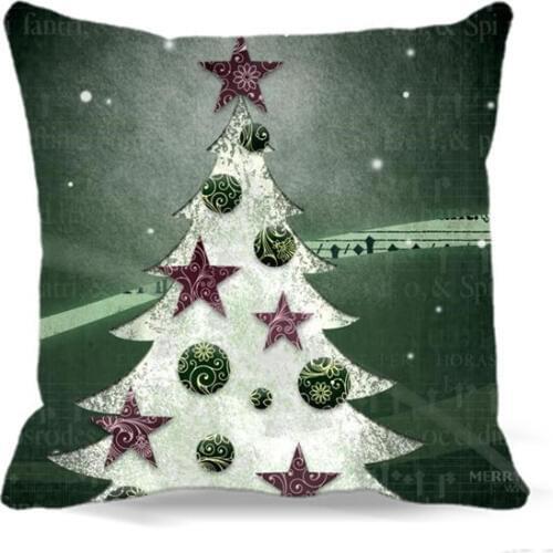 Christmas tree and Christmas Square Cotton polyester soft cushion cover for Home car sofa chair decorative