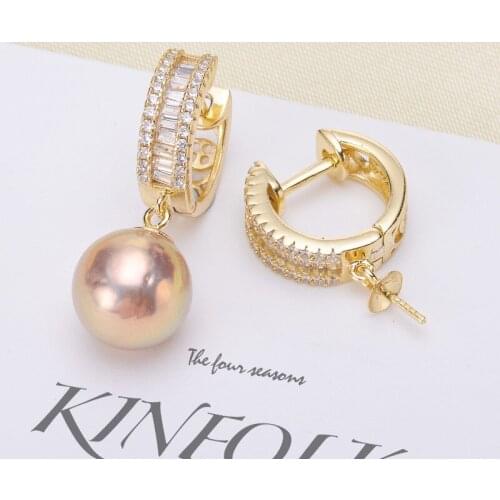 Luxury Design Dangle Earrings Component For 8-15mm Pearls Beads Women Handmade Jewelry Making