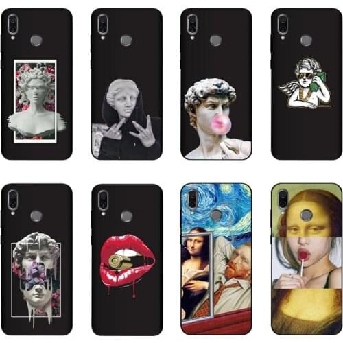 QAQsam Silicone For Huawei Honor Play Case Cartoon Art Painted Matte Back Cover