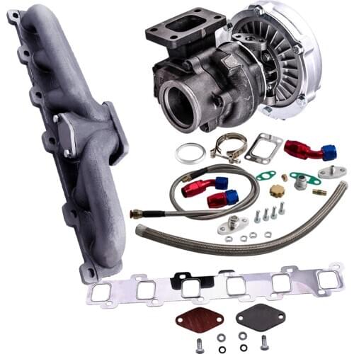 T3 T4 Turbo Exhaust Manifold +Oil Return Feed Line Kit For Nissan Patrol Safari GQ TD42 Turbocharger KIT Turbine T3 Flange