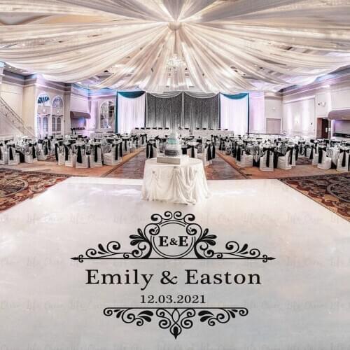 Dancing Floor Customized Vinyl Decal Wedding Birthday Henna Party Board Mirror Sticker Personalized Initials Names Floor Mural