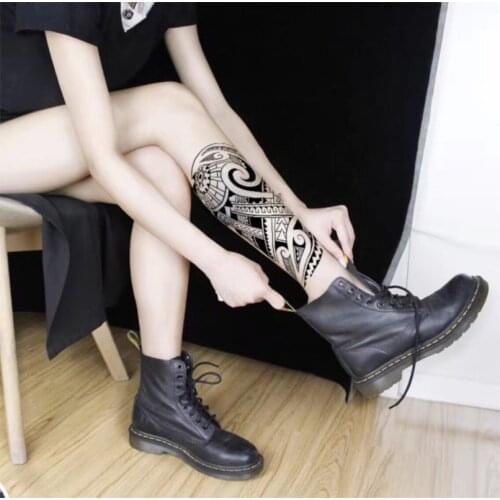 Tattoo sticker waterproof black-and-white totem tattoo vivid net red sexy half-arm Tattoo Sticker