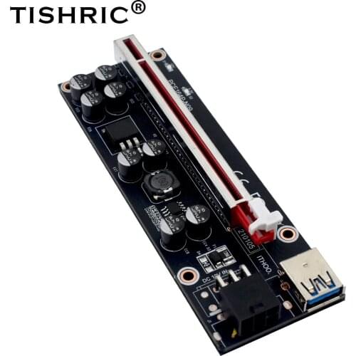 TISHRIC 6Pcs New VER009S Plus Riser Card USB SATA Adapter PCI PCI-E Express 1X To 16X Extender Graphics Extension Miner Mining