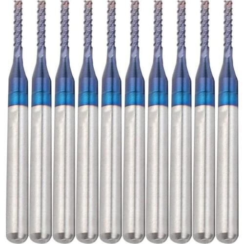 TOP 10Pcs Carbide Router Cutting Bit Blue Corn End Mill Engraving Bit for CNC PCB Machinery 1.4mm