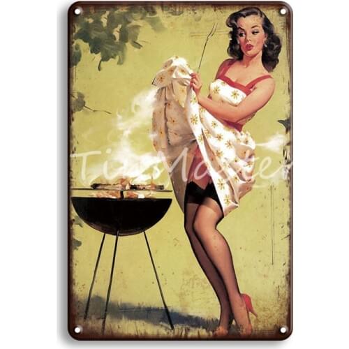 Vintage Sexy Pin Up Girl Iron Painting Metal Tin Sign Hot Movies Art Poster Retro signs Wall Sweet Home Decor Plaques