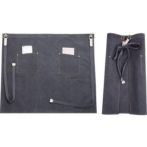 Waterproof Gray Khaki Canvas Waist Apron Cotton Strap Barista Bartender Pastry Chef Uniform Florist Gardener Wood Work Wear K3