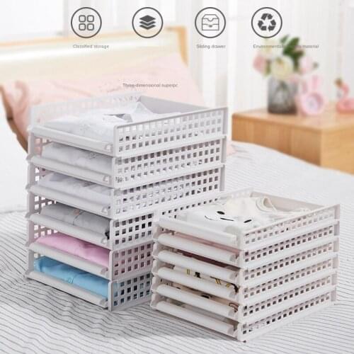 Wardrobe Storage Artifact Drawer Clothes Storage Box Layered Partition Shelf Folding Clothes Artifact Shelf Divider Plastic