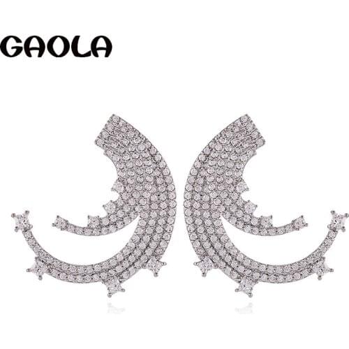 GAOLA High Quality Cubic Zirconia C Letter Stud Earrings Women Fashion Jewelry GLE7903