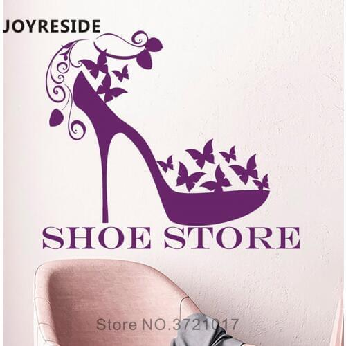 Women High Heels Flower Pattern Wall Decals Home Beautiful Decor Salon Barbershop Wall Sticker House Rooms Wall Decor Vinyl M275