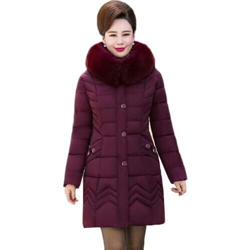 Women Winter Jackets New Thick Warm Down Cotton Jacket Hooded Mid-long Plus size 4XL Middle-aged Parka Women Cotton Padded Coat