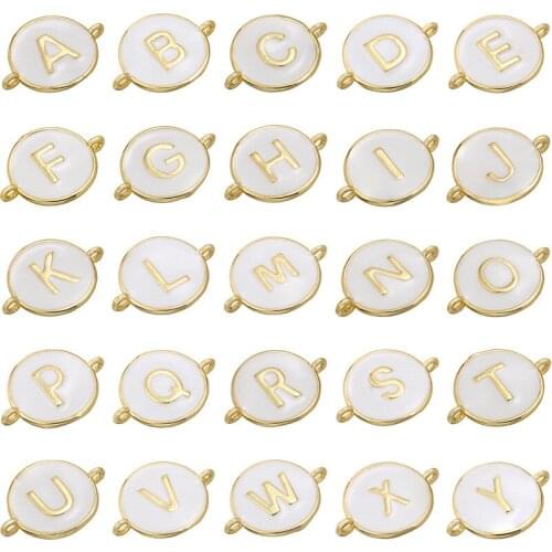 White Dripping Oil Copper Enamel Connector Charm for Women Handmade Letters Necklace Bracelet Supplies Accessories