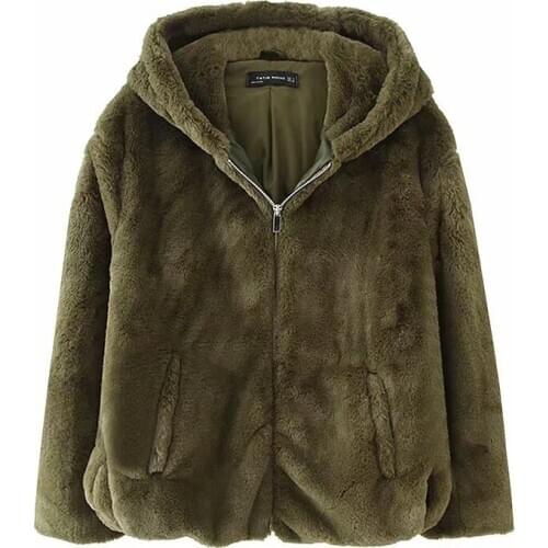 Women Faux Fur Coats Long Sleeve Winter Jackets Womens Hooded Artificial Fur Coat Waterproof Mink Warm Jacket Female