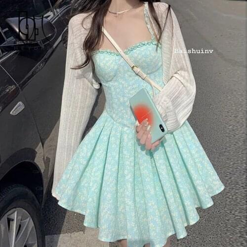 Vintage Franch Style Female Strapless Party Dress Holiday Lady Boho Vestido Women Summer Print Floral Midi Dress