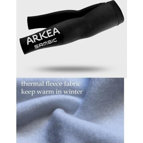 WINTER THERMAL FLEECE 2020 ARKEA SAMSIC PRO TEAM BLACK CYCLING JERSEY ARM WARMERS SUN UV PROTECTION ONE PAIR SZIE XS-4XL