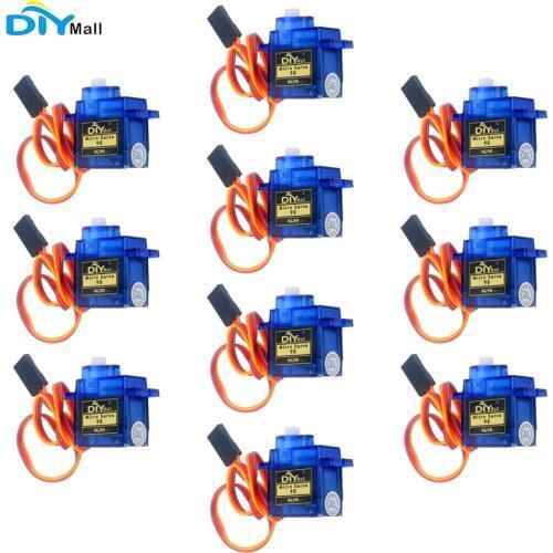 10pcs/lot 9g SG90 Mini Servo 180 Degree with Accessories 3Pin Cable For 450 RC Helicopter Airplane Car Boat DIYmall
