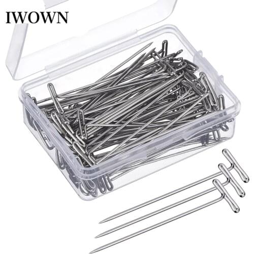 100Pcs Stainless Steel Sewing 38mm T Pins Dressmaker Straight Pins Fine Satin Head Quilting Pins for Jewelry Making Sewing Tools