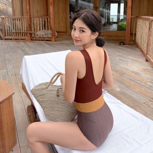 2021 New Summer Women Swimwear One Piece Push Up Padded Bathing Suit Splicing Monokini Sexy High Waist Beachwear