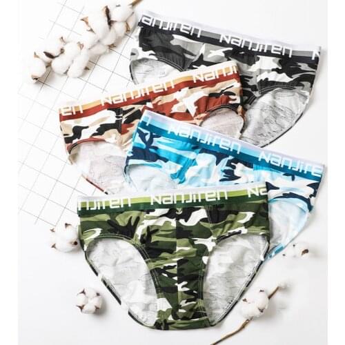 4Pcs/Lot Mens Briefs Plus Size Mens Underwear Briefs Cotton Breathable Sexy Printed Shorts Mens Branded Underwear Shorts