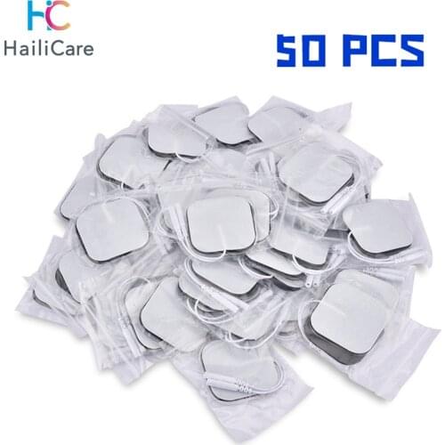 50 pcs 5*5cm Nerve Stimulator Electrode Pads EMS Tens Electrode Acupuncture Muscle Stimulator Massager Pads 2mm Plug