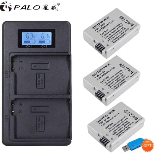 PALO 100% Original LP-E8 LPE8 LP E8 Battery Batterie AKKU + LCD Dual Charger for Canon EOS 550D 600D 650D 700D X4 X5 X6i X7i T2i