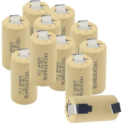 Rechargeable 1.2V flat top sub C battery SC batteries flat top akkumulator 2200mAh NICD welding tabs for bosch for dewalt