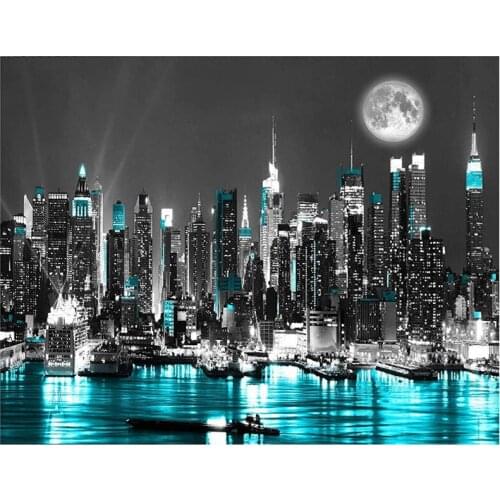 Diamond Painting black blue city landscape Home Decoration painting Full Drill 5D DIY Embroidery Handicraft Art Kits RS225