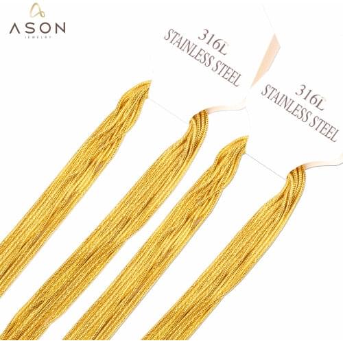 ASONSTEEL 10pcs/lot 316L Stainless Steel Chain Necklace Gold Plating Necklaces For Pendants With Lobster Clasps Jewelry
