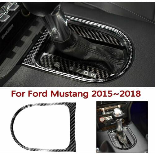 Car Accessories Interior Decoration Gear Shift Panel Cover Trim Carbon Fiber Stickers For Ford Mustang 2015 2016 2017 2018