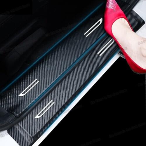Lsrtw2017 Fiber Leather Car Sill Sticker Threshold Mat Protector for Volkswagen Vw Touareg 2018 2019 2020 2021 Accessories Auto