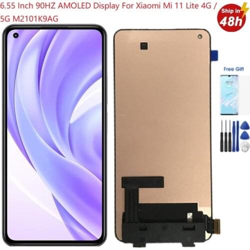 6.55 Inch 90HZ AMOLED Display For Xiaomi Mi 11 Lite Lcd Touch Scren Digitizer Assembly For XiaoMi Mi 11 Lite 5G Lcd with Frame