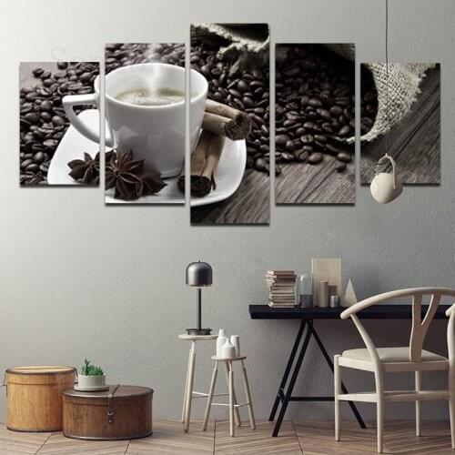 Coffee Gray Elegant Canvas Painting Wall Sticker Art Poster Light Luxury Decorative Painting Simple Style Modern Living Room