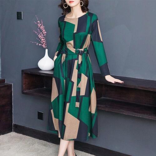 Elegant Autumn Women Dress New 2019 Casual Female Women Long Sleeve Cotton Patchwork Dresses Vestidos Plus Size