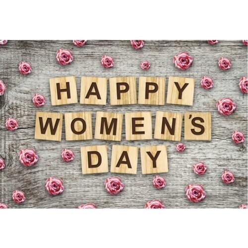 Gray Wooden Board Backdrop Happy Womans Day Room Decor Photo Booth Studio Prop
