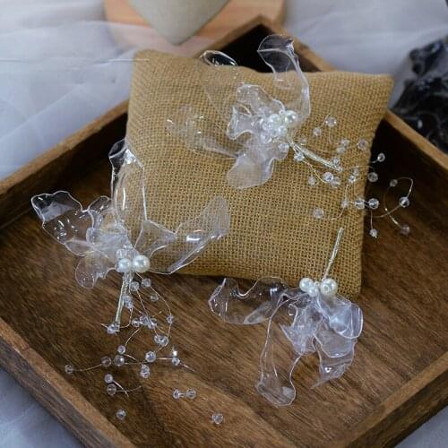 3pcs White Flower Pearls Hair Sticks Wedding Hair Comb Hair Pins Clips Bridal Hair Jewelry Accessories