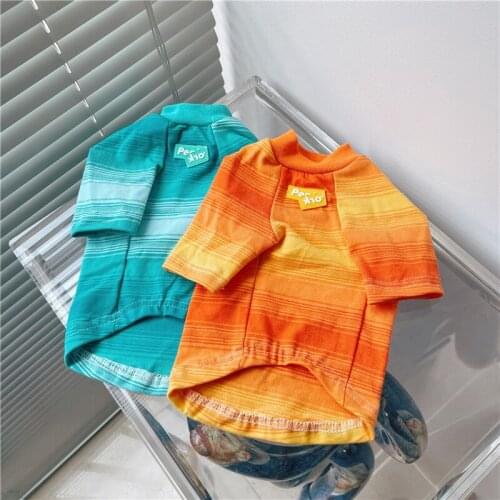 Summer French Bulldog Clothes Color Striped Pet Dog Tshirt Vest Small Puppy Dog Costume Cool Schnauzer Corgi Pets Clothing
