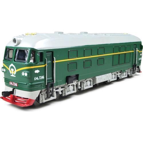 Train Locomotive Model 1:87 Simulated Alloy Pull Back Vehicle Toy With Sounds And Lights For DIY Architectural Sand Table Decor