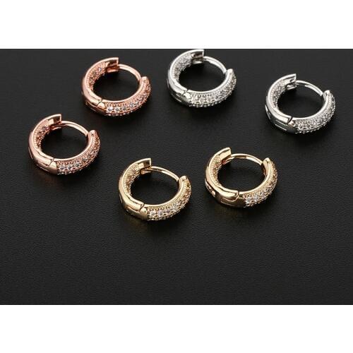 Small Hoop Cartilage Earring Micro-set Zircon Geometric Earrings Piercing Jewelry 10mm Inside Charming Huggies For Lady Girls