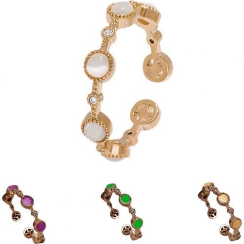 Copper Open Ring 2021 Pretty Ring Exquisite Female Jewelry Adjustable Opal Finger Ring Easy Matching Jewelry Accessories