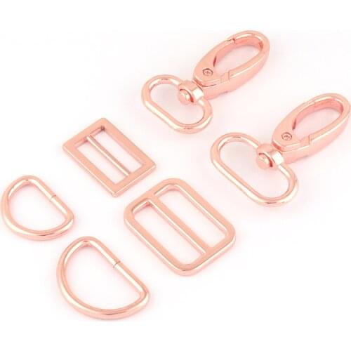 20/25mm Rose Gold Metal Strap Adjuster Swivel Clasps,D Ring Slide Buckle Making Purse Hardware Backpack Webbing Handbag Leather