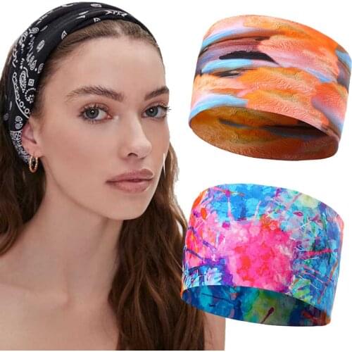Fashion Stretch Hair Bands For Women Tie-Dye Turban Headband Fabric Wide Bandage Headbands Fashion Retro Hair Accessories
