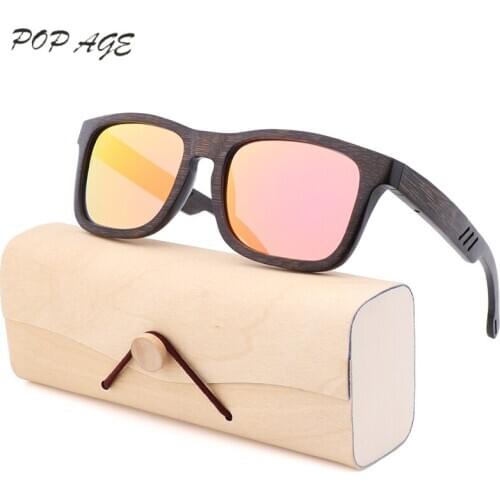 Black Frame Bamboo Sunglasses Women Shades Fashion Women Sunglasses Polarized Mirror UV400 Designer Sun Glasses for Female GB094