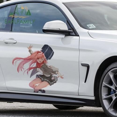 EARLFAMILY 43cm x 39.7cm For Zero Two Car Stickers Camper Decal Anime Car Assessoires Waterproof Decals Occlusion Scratch