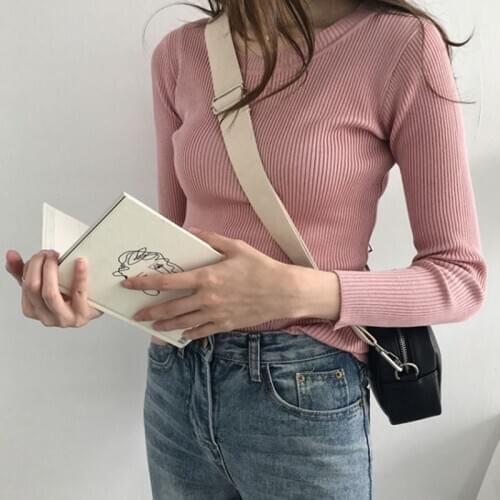 Fall Pink Knitted Sweater Womens Clothes Black Korean Pullover Tops Vintage White Winter Thin Woman Sweaters Autumn Jumper 2020