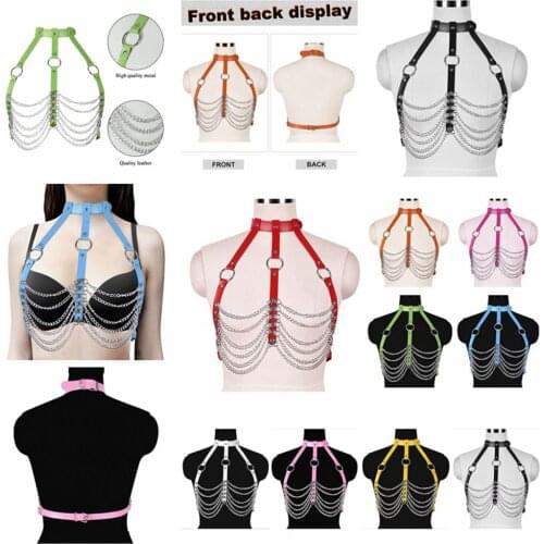 Punk Gothic Clothes Leather Fetish Erotic Sexy Lingerie Elastic Bondage Harness For Women Adjust Waist Suspender Belt Garters