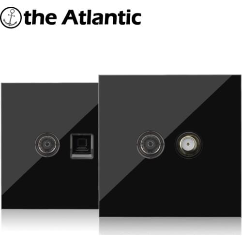 RJ45 Computer Cat5e Data Satellite Antenna TV Signal Television Telephone Cat3 Socket Data Jack Black Glass Frame