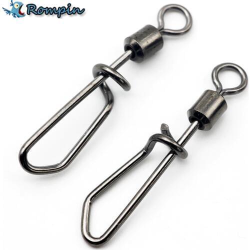 Rompin 20pcs/lot Stainless Fishing Swivels Snap Rolling Swivel with T shape snap ice Fishing Connector